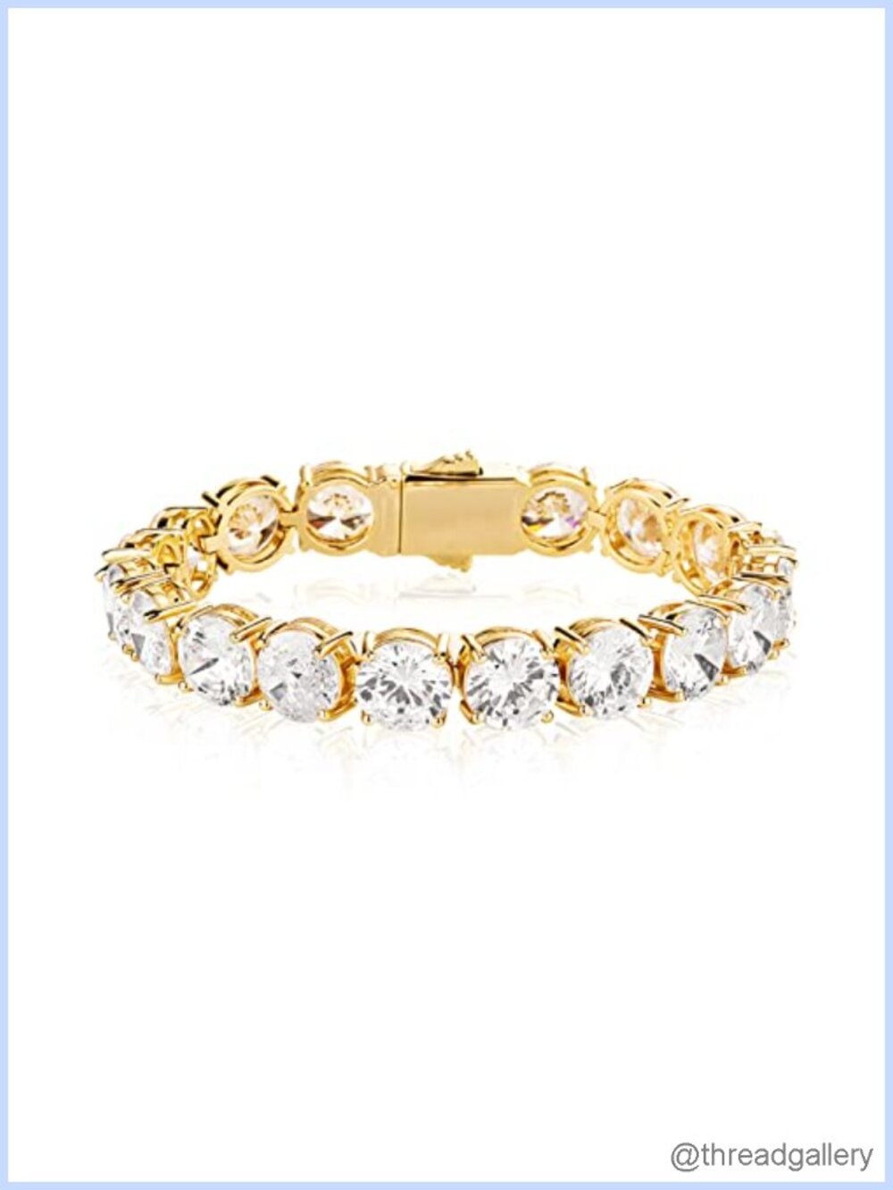 10mm Cubic Zirconia Tennis Bracelet 14K Gold Plated 5A+ Iced Out
